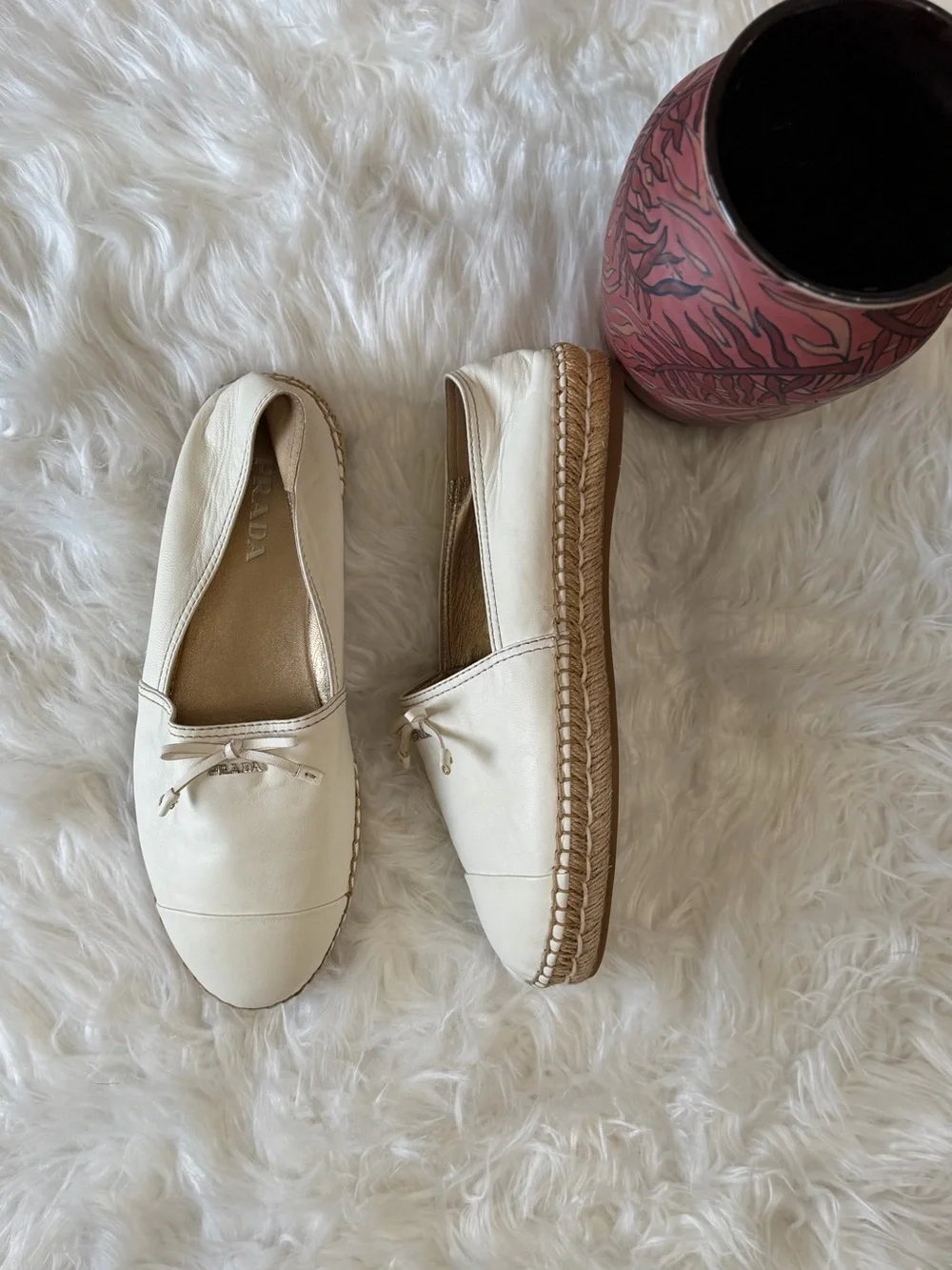 Prada Leather Espadrille Flats